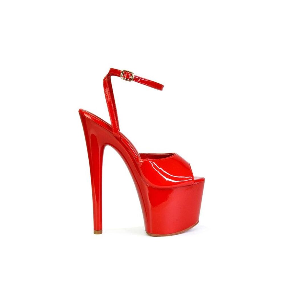 XY London Womens/Ladies Sunshine Patent Strappy Platform High Heels / Red
